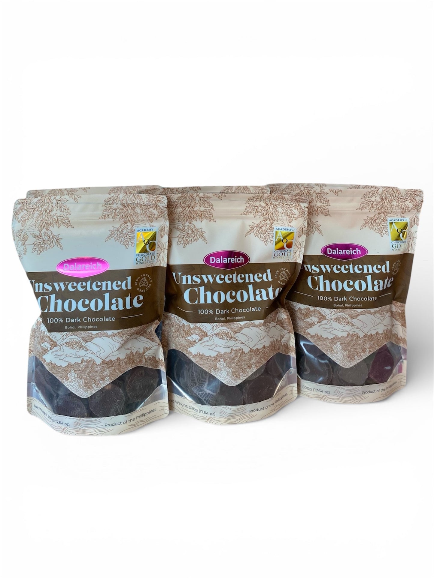 Gold Award Winning Unsweetened Chocolate (Dalareich Tableya in Pouch) 500 grams